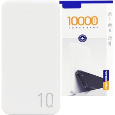 Imagem de Power Bank 10000mAh, Carregador Portátil com 2 Saídas USB, Entrada Tipo C e Micro USB, Branco