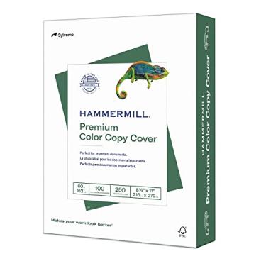 Imagem de Hammermill Cartolina, cópia colorida premium, 27 kg, 8,5 x 11-1 pacote (250 folhas) - 100 brilhantes, cartolina feita nos EUA, 122549R, branco