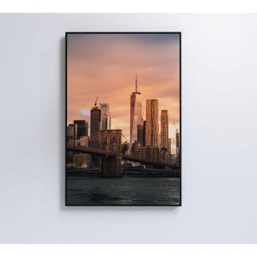 Imagem de Quadro Nova York Pôr Do Sol 60x90 Cm Tecido Canvas