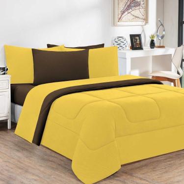 Imagem de Edredom Malha 100% Algodão Gran Moratta 1 Peça Casal - Amarelo-marrom.