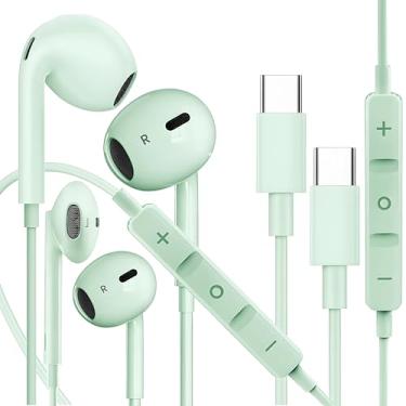 Imagem de Fones de ouvido para iPhone 16/15 USB-C e fones de ouvido de telefone com controle de microfone/volume, fones de ouvido tipo C com qualidade de som Hi-Fi para Samsung Galaxy S23 – Fones de ouvido com