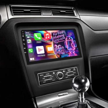 Imagem de Volxcereo Estéreo automotivo 2G + 64G para Ford Mustang 2010 2011 2012 2013 2014, rádio com tela sensível ao toque de 10,1 polegadas com CarPlay Android Auto GPS/WiFi/Bluetooth/SWC/link espelhado/tela
