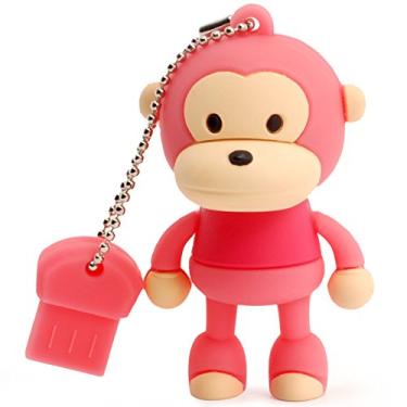 Imagem de Pen Drive USB de 32 GB, dispositivo externo de armazenamento de dados, animal fofo, perfeito para presentear familiares e amigos (macaco rosa)