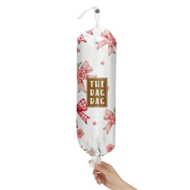 Imagem de IHopes+ Suporte de saco de plástico, organizador de sacolas de compras reutilizável e lavável, para decoração de casa, cozinha, acampamento, use 1 pacote, padrão de laço