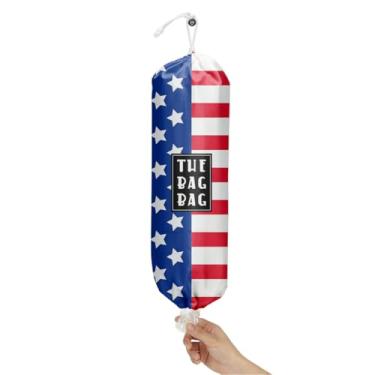 Imagem de IHopes+ Suporte de saco de plástico, reutilizável e lavável, porta-sacos de plástico para casa, cozinha, viagem, acampamento, decoração de praia, use 1 pacote, padrão de bandeira americana