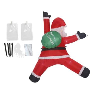 Imagem de oshhni Enfeite de Natal inflável com Papai Noel e luzes de LED embutidas, perfeito para festas, Ano, varandas, jardins e janelas.