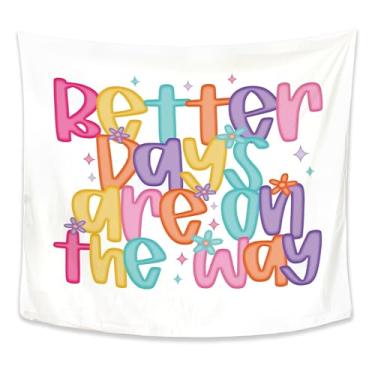 Imagem de Exqcom Tapeçaria de saúde mental, decoração de escritório de terapia, Better Days Are on the Way, tapeçarias inspiradoras, cobertor de parede para terapia, conselheiro, escritório, sala de aula, 127 x