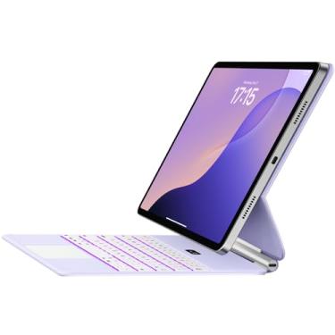 Imagem de Jibrealg Capa com teclado para iPad 11ª (A16, 2025) e iPad 10ª geração, teclado mágico ultrafino com trackpad multitoque, luz de fundo em 7 cores, teclado inteligente para iPadA16, roxo