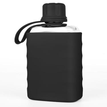Imagem de Garrafa pequena moderna com manga de silicone mini garrafa portátil de licor de viagem garrafas de água de plástico Tritan transparente, 232,5 g sem BPA, bolso para beber álcool para uso externo