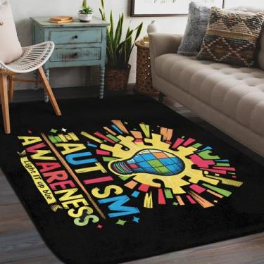 Imagem de Tapete de área para sala de estar, lavável à máquina, tapete de cor autismo, antiderrapante, tapete macio, para sala de estar, quarto, sala de jantar, berçário, cozinha, decoração de casa
