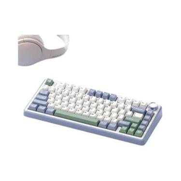Imagem de Teclado Mecânico Gamer Sem Fio Bluetooth AULA F75 RGB PBT Layout 75% P