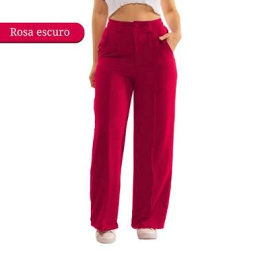 Imagem de Calça Feminina Pantalona Cintura Alta Soltinha Tecido Duna Com Bolso C