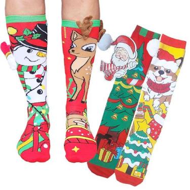 Imagem de Meia Natal Maluca Divertida 3D Cano Alto Juvenil Adulto Modelos Sortid