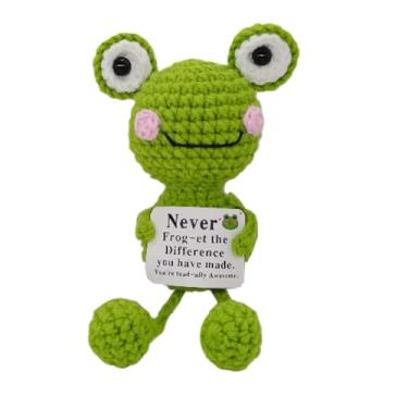 Imagem de KALAWALK Handmade Crochet Frog - Positive Animal Emotional Support Animal Stress Relief Gift with Cheer Up Card, for Women, Friends, Students