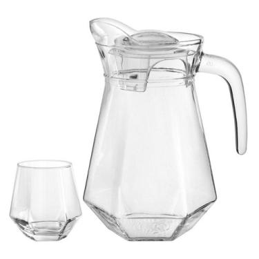 Imagem de Jogo 5 Peças Jarra e Copos de Vidro com Tampa Acrílica  Jarra de 1,4 l