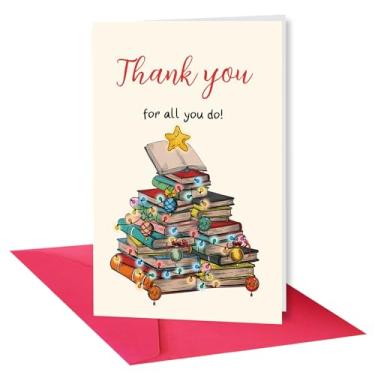 Imagem de Ygyhiey Merry Teacher Christmas Card Gifts, cartão de Natal engraçado para professores, cartões de agradecimento de professores, lindos cartões de agradecimento de professores de Natal com envelopes