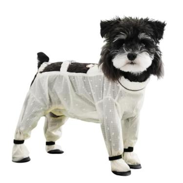 Imagem de Calças antipoeira com sapatos para cães, botas suspensórios para cães, roupas protetoras impermeáveis para cães, tamanho médio, tecido revestido de chiffon jacquard à prova d'água