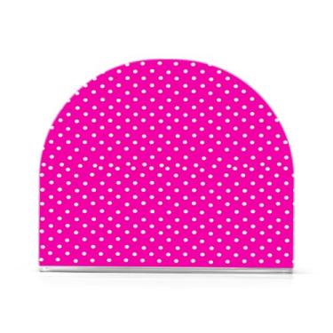 Imagem de xigua Bolinhas brancas com fundo rosa suporte de guardanapo acrílico, porta-guardanapos para mesas cozinha restaurante decoração de casa, suporte decorativo moderno para guardanapos de coquetel de