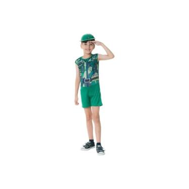 Imagem de Kit Infantil Fantasia Militar com Capacete, Tamanho M, 100% Poliéster, para Crianças 6 a 8 Anos, Inclui Fantasia e Capacete