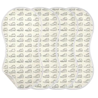 Imagem de STAYTOP 4 peças de sapatos de desenho animado panos de arroto para bebês meninos meninas e toalha de recém-nascido, panos grandes absorventes para arrotar