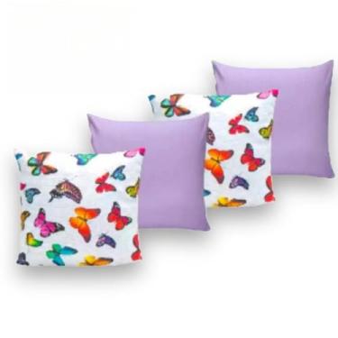 Imagem de KIT 4 ALMOFADAS CHEIAS DECORATIVAS 45x45 CENCHIMENTO(BORBOLETAcLILÁS)