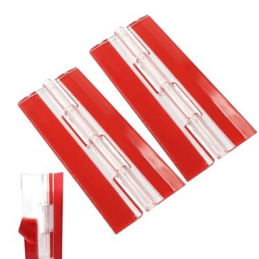 Imagem de Bivethoi Pacote com 2 dobradiças de plástico transparente de 100 x 42 mm, mini dobradiça transparente autoadesiva, dobradiças pequenas de acrílico durável para móveis de bricolagem/armário