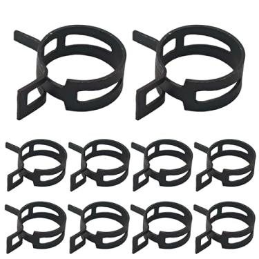 Imagem de AUXBC 10 braçadeiras de mangueira de combustível tipo faixa de mola preta ID 2,5 cm, fixadores de mangueira de vácuo de silicone de 25 mm, braçadeiras de tubo de ar para tubos de água, encaixe em