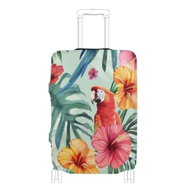 Imagem de Joisal Aquarela flores tropicais papagaios capas de bagagem para mala protetor de viagem férias essenciais capa de terno, P, serve para capa de 45-50 centímetros, papagaios de flores tropicais em