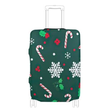 Imagem de Joisal Capa protetora de bagagem personalizada bengala doce Natal verde elástico legal viagem férias essenciais, P, serve para capa de 45-50 cm, Bengala doce de Natal verde, L 26-28 in, Capa de mala