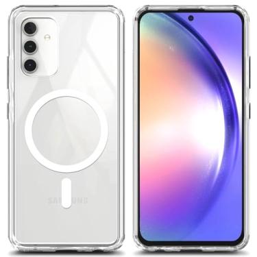 Imagem de YZB Capa magnética para celular Samsung Galaxy A14-5G, compatível com MagSafe, ajuste fino, leve, à prova de choque, proteção de nível militar, resistente a amarelecimento resistente a arranhões