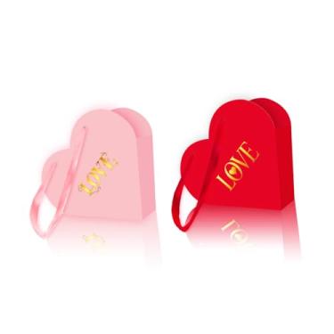 Imagem de Caixa de presente de papel em forma de coração, caixa de presente tridimensional em forma de coração, caixa de decoração de festa de chá para festa de dia dos namorados, casamento, aniversário