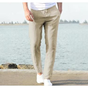 Imagem de Calças Jogger Masculinas De Algodão E Linho Respirável, Estilo Streetw