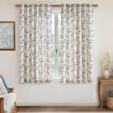 Imagem de Cortinas florais de linho jinchan para sala de estar, 63 polegadas de 
