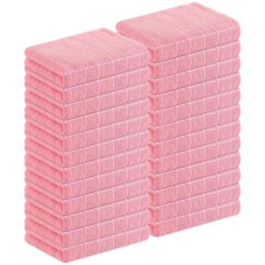 Imagem de Homaxy Toalhas de cozinha 100% algodão felpudo (rosa, 33 x 71 cm), design xadrez, macio e super absorvente, pacote com 24
