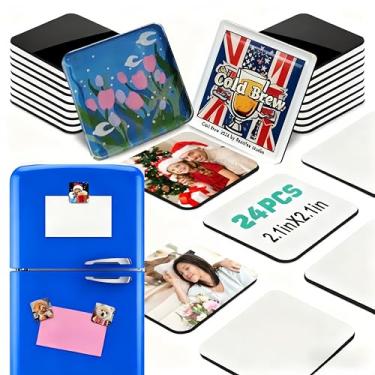 Imagem de 24 pacotes de ímã de geladeira acrílico personalizado kit de artesanato - quadrado transparente feito à mão com folha magnética, ímã de geladeira estilo Ins para criações personalizadas e projetos