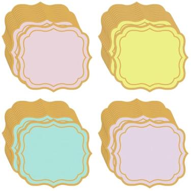 Imagem de Stuffygreen 100 peças de jogo americano de papel pastel 33,4 x 30,5 cm descartável papel de páscoa americano decorativo colorido arco-íris tapete para casamento, chá de bebê, banquete, festa