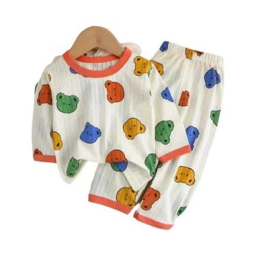 Imagem de Conjunto De Roupas Com Estampa De Urso Bebê, Pijama De Algodão De Mang