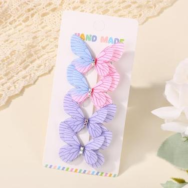 Imagem de 4 peças de grampos de cabelo de borboleta roxa com clipes de jacaré, acessórios de cabelo de fada de Natal, festa de Halloween, para mulheres jovens