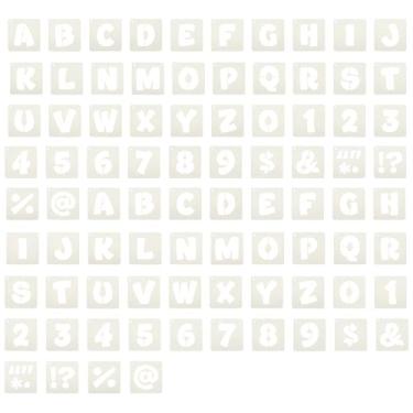 Imagem de PATIKIL 2 conjuntos de estênceis de número de letra de 6,3 cm, 42 peças de modelos quadrados reutilizáveis de letras e números para pintura na parede, sinalização de tecido de madeira, estilo letra