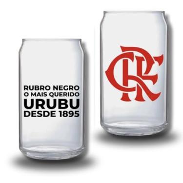 Imagem de Copo de Vidro Tipo Lata Flamengo 470ml – Estilo Caneca, Transparente, Ideal para Cerveja, Chopp e Bebidas