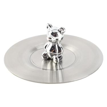 Imagem de Alomejor Tampas de Copo, Tampa de Copo de Urso, Tampa à Prova de Poeira de Aço Inoxidável Com Design de Animal Fofo para Canecas e Copos de Vidro - Acabamento Brilhante e Bordas (SILVER)