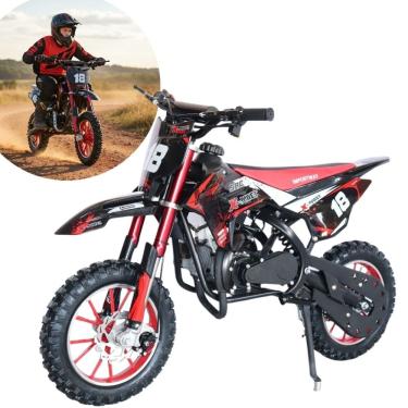 Imagem de Mini Moto Infantil Partida Elétrica Gasolina 2T 49CC Cross Trilha Off Road Vermelha Iwmv002 Vm