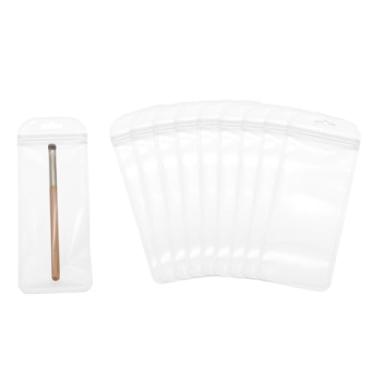 Imagem de PATIKIL Sacos plásticos de joias longas, 7 x 18,5 cm, 100 peças, bolsa com zíper autovedável transparente e reutilizável, com orifício para pendurar para colares, embalagem de caneta, branco, fosco