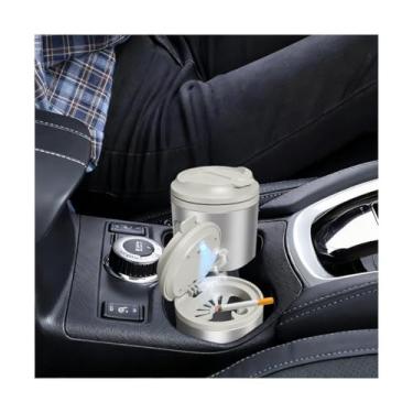 Imagem de FALVFUN Cinzeiro de carro com tampa, cinzeiro destacável de aço inoxidável para veículos com luz LED, acessórios de copo de cinzeiro interior automotivo portátil sem fumaça, universal para SUV Truck