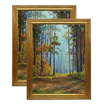 Imagem de KTKDE Conjunto de 2 porta-retratos de 21 x 28 cm, molduras douradas vintage ornamentadas com vidro real 21 x 27 cm, moldura antiga para decoração de parede ou mesa, decoração de casa retrô, melhor