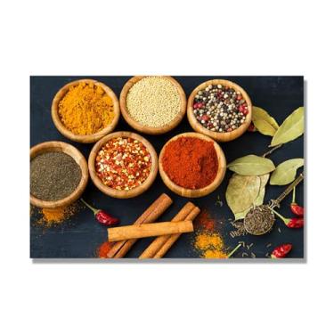 Imagem de NHLDZYH Arte de parede em tela colorida para especiarias e colher de tempero | Decoração de cozinha vintage | Arte moderna para casa e sala de jantar. C67. 70 x 105 cm - 27,6 x 41,4 pol. Somente tela