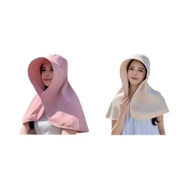 Imagem de Chapéu De Proteção Solar Feminino De Verão Com Aba Larga, Cobertura UV