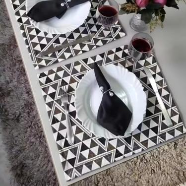 Imagem de Jogo Americano 6 Peças Mesa Posta Café da Manhã Jantar Guardanapo Porta-Guardanapo Elegante (JA020)