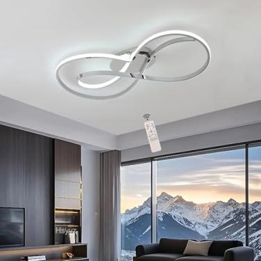 Imagem de Luminária de teto LED regulável, elegante, para quarto e sala de estar, com controle remoto, design moderno e criativo em metal, iluminação decorativa interna para quarto, cozinha e escritór