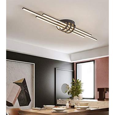 Imagem de Luminária de teto LED dimerizável - Design moderno em faixa longa para sala de estar, entrada, corredor, varanda, lavabo, hall de entrada - Luminária de metal para interiores
